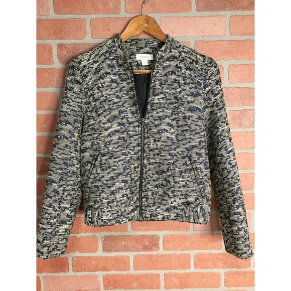 Fossil Women Arlene Blazer Bomber Jacket Full Zip Pockets Zipper Sleeves Size XS - Picture 2 of 9